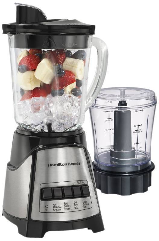 lot 4106 image: Hamilton Beach (58149) Blender with Glass Jar For Shakes & Smoothies, Multi function, Electric, Includes Chopper Attachment