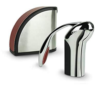 lot 2914 image: Rabbit Original VIP Vertical Lever Corkscrew with Stainless Steel Case (Red Leather) (OPEN BOX)