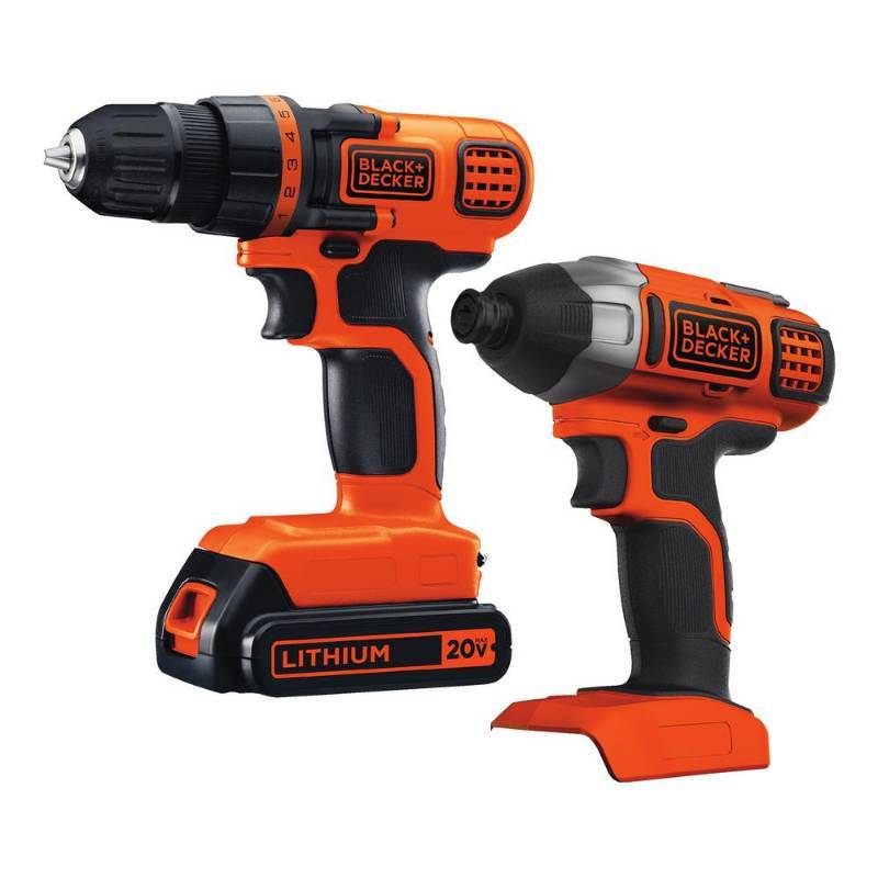 lot 2931 image: BLACKDECKER 20-Volt MAX Lithium-Ion Cordless DrillDriver and Impact Driver Combo Kit (2-Tool) and Charger