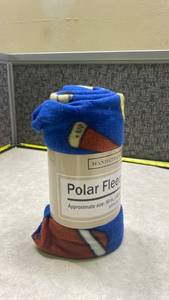 lot 1045 image: NEW POLAR FLEECE Multi-Color BLANKETTHROW 50 x 60 with Different Sport Symbols