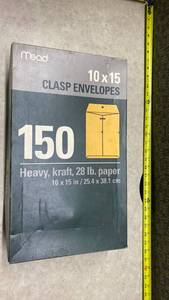 lot 1058 image: Mead 10x15 Clasp Envelopes - Box of 150
