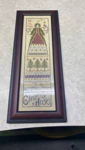 lot 1073 image: Vintage Christmas Angel Cross Stitch Sampler