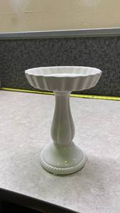 lot 1101 image: White Ceramic Pedestal Candle Holder