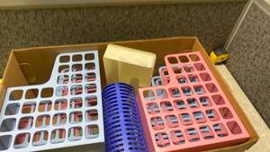 lot 1113 image: Storage File Organizers Set - White, Pink, Blue and Mint