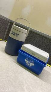 lot 1116 image: Vintage Coleman PolyLite 1 & Levis Promotional Cooler Set
