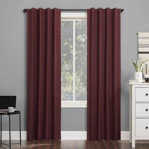 lot 19 image: 40x96 Sun Zero 100% Blackout Cyrus Thermal Back Tab Curtain Panel Red Modern Indoor Polyester 96 Inch - Lot of 2