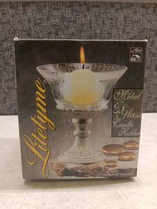 lot 30 image: Alco Litetyme Handcrafted Glass And Metal Candle Holder -candle Not Included