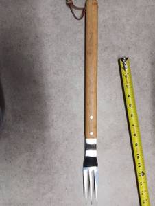 lot 43 image: Vintage Stainless Steel BBQ Fork with Bamboo Handle