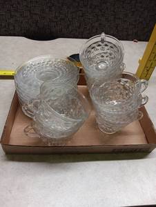 lot 51 image: Vintage Glass Tea Cup and Saucer Set