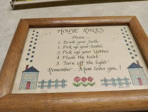 lot 95 image: Vintage House Rules Framed Art Print (1992)