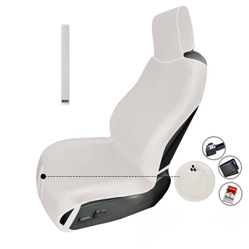 lot 11119 image: 1PC Upgraded Widened Neoprene Seat Cover Towel for Dog Kid, Lengthened Waterproof Universal Car Seat Protectors Non-Slip with 3 Buckle Straps and Front Storage Pocket, for Auto Van Truck SUV (White) and Steering Wheel Cover Heated Crystay Bling