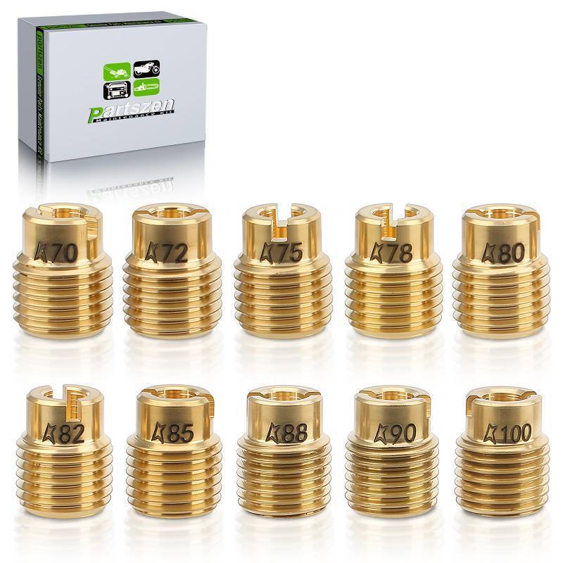 lot 31614 image: partszen Carburetor Main Jet Kit (70 72 75 78 80 82 85 88 90 100) for Honda GX160 GX200 GX390 Predator 212cc Mini Bike Go Kart, 9 pcs