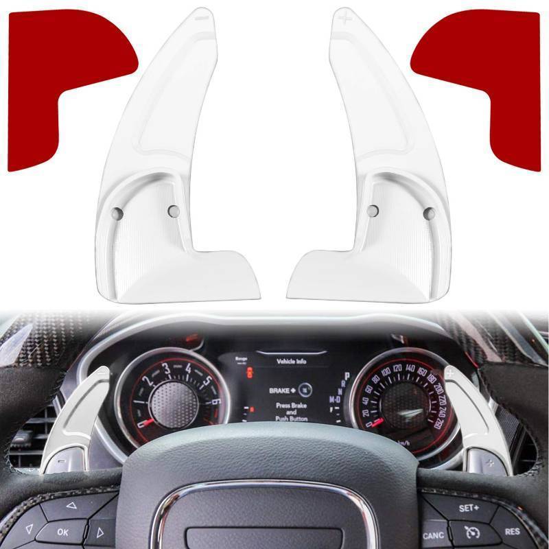 lot 41730 image: Steering Wheel Shift Paddle Extended Shifter Trim Cover for Dodge Challenger Charger Durango RT & Scat Pack 2015-2024, for Jeep Grand Cherokee 2014-2021 Interior Decoration Accessories (White 2PCS)