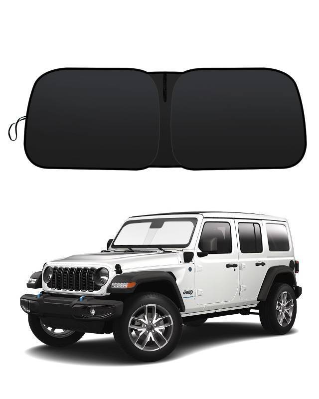 lot 41756 image: 2025 Upgrade Front Windshield Sun Shade Foldable Jeep Wrangler Sun ShadeJeep Gladiator Sun Shade fit for Jeep Wrangler JL JLU 2018-2025  Jeep Gladiator 2020-2025 Keep Car Interior Cooler