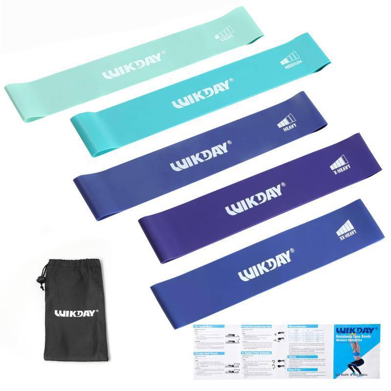 lot 30738 image: WIKDAY Resistance Bands for Working Out Exercise Loop Bands Workout Bands Set for Men Women Body Stretching, Training, Home Workout, Physical Therapy, Booty Legs, Set of 5 (Blue)