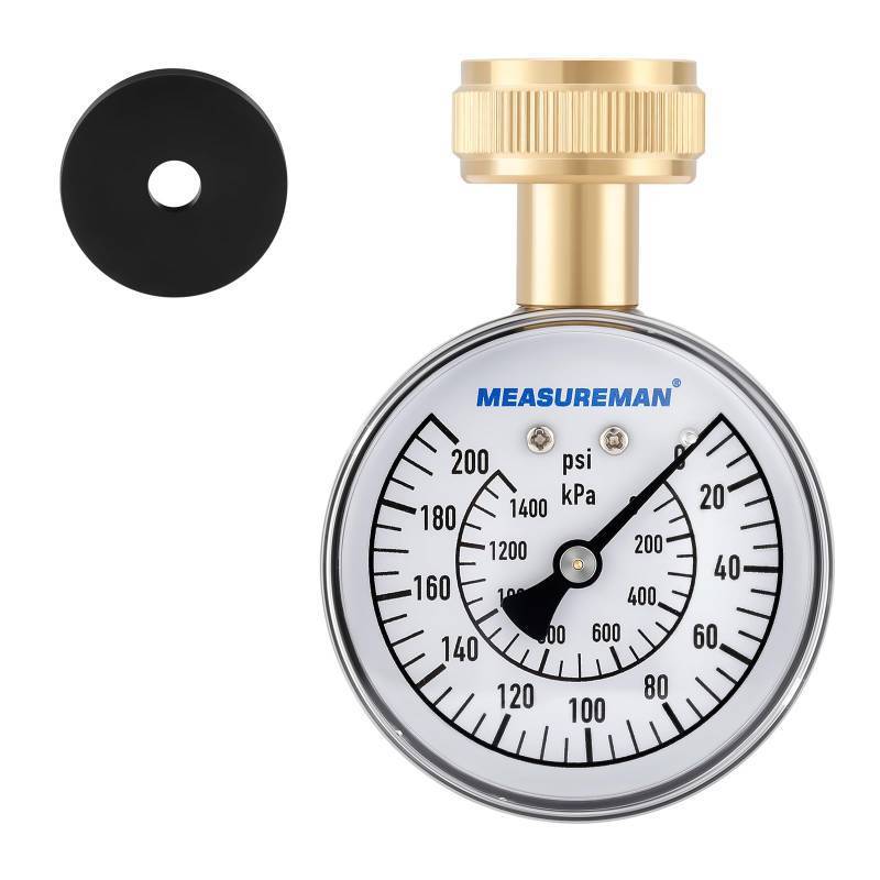 lot 30744 image: MEASUREMAN 0-200 PSI Water Pressure Gauge, 2-12 Dial, Hose bib Pressure Gauge, Home Water Pressure Tester, Durable 34 Hose Thread, Water Pressure Gauge for Home