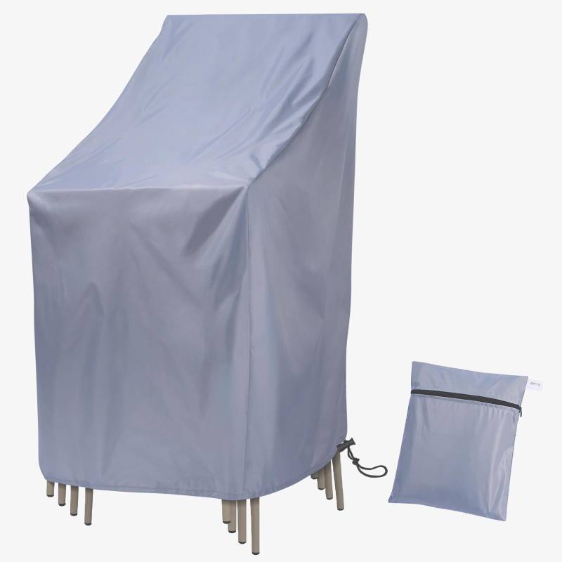 lot 42588 image: Stackable Patio Chair Cover, Outdoor Chair Cover Waterproof, Stacked Chairs Lawn Chair Covers Outdoor Stack Chairs for All Weather Protection (Grey, 25L x 25W x 47H)