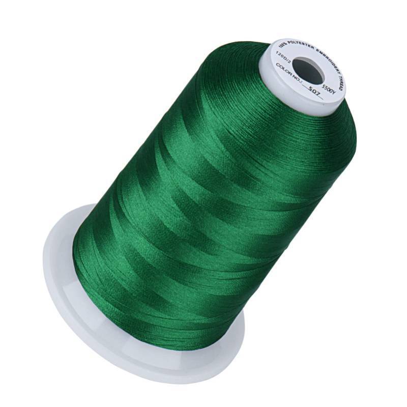 lot 42600 image: Simthread 5500Yds Embroidery Thread, 5000M High-Yardage 40WT 100% Polyester Thread 170 Vivid Colors, High-Speed Rated Compatible with Brother, Singer, Janome & More - Emerald Green 507