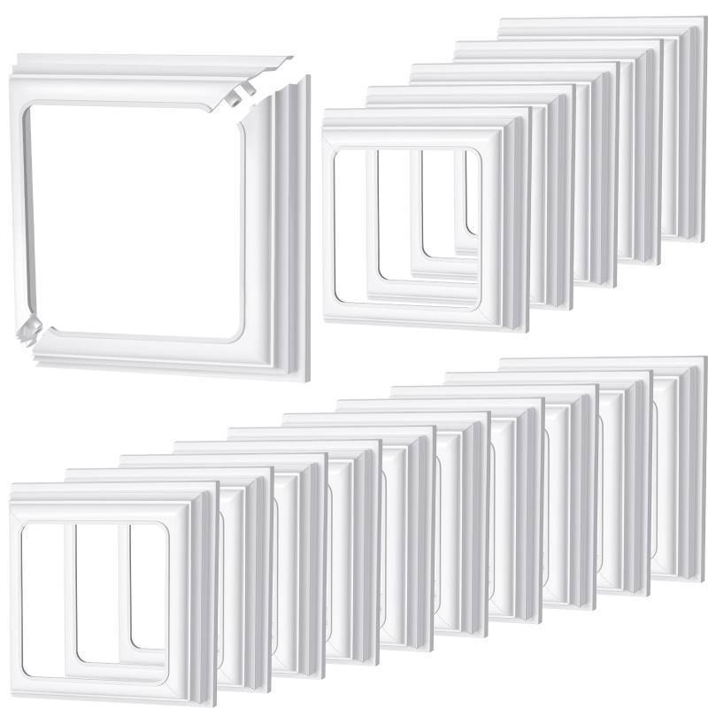 lot 50356 image: Thyle 8 Pcs True 4x4 Inches Vinyl Post Skirt Post Base Cover Column Wraps for Porch Deck Base Vinyl Sleeve White Trim for Wood Hand and Stair Rails