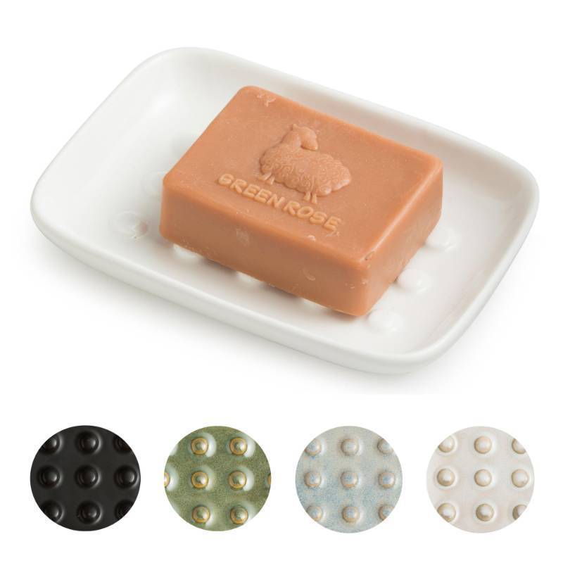 lot 28377 image: Miamolo Soap Dish, Ceramic Soap Holder Shower Soap Dish for Bar Soap Sponge, Soap Saver Tray for Bathroom Kitchen Sink, White