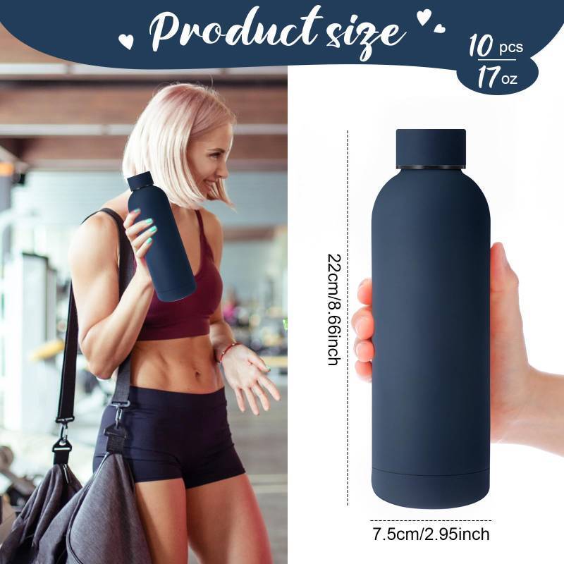 lot 28432 image: Bokon Stainless Steel Water Bottle Double Layer Vacuum 17 oz Small Mouth Sport Insulated Metal Reusable Flask Leakproof Lid(Deep Blue)