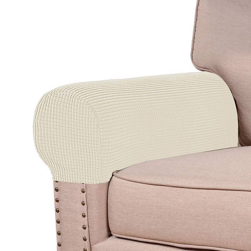 lot 30748 image: Turquoize Stretch Armrest Covers for Chairs and Sofas Couch Arm Covers for Sofa Spandex Jacquard Armrest Cover Anti-Slip Furniture Protector Armchair Slipcovers for Recliner Set of 2, Natural