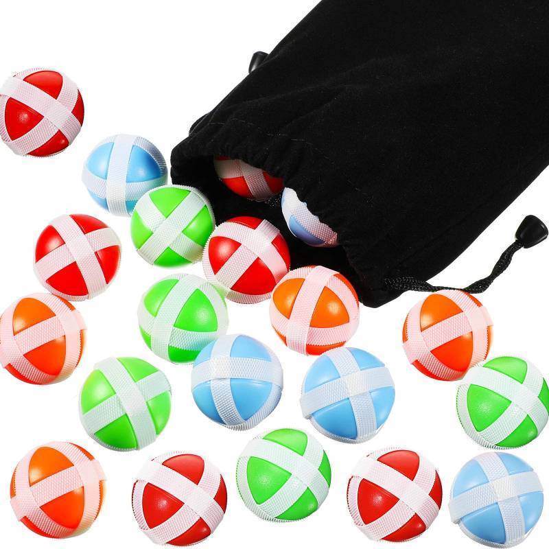lot 30759 image: Skylety 20 Pieces Sticky Balls for Fabric Dart Board, Dart Hook and Loop Safe Sport Balls Toy Darts Game Accessories for Indoor and Outdoor Party Games(1.34 Inch,Red, Blue, Green, Orange)