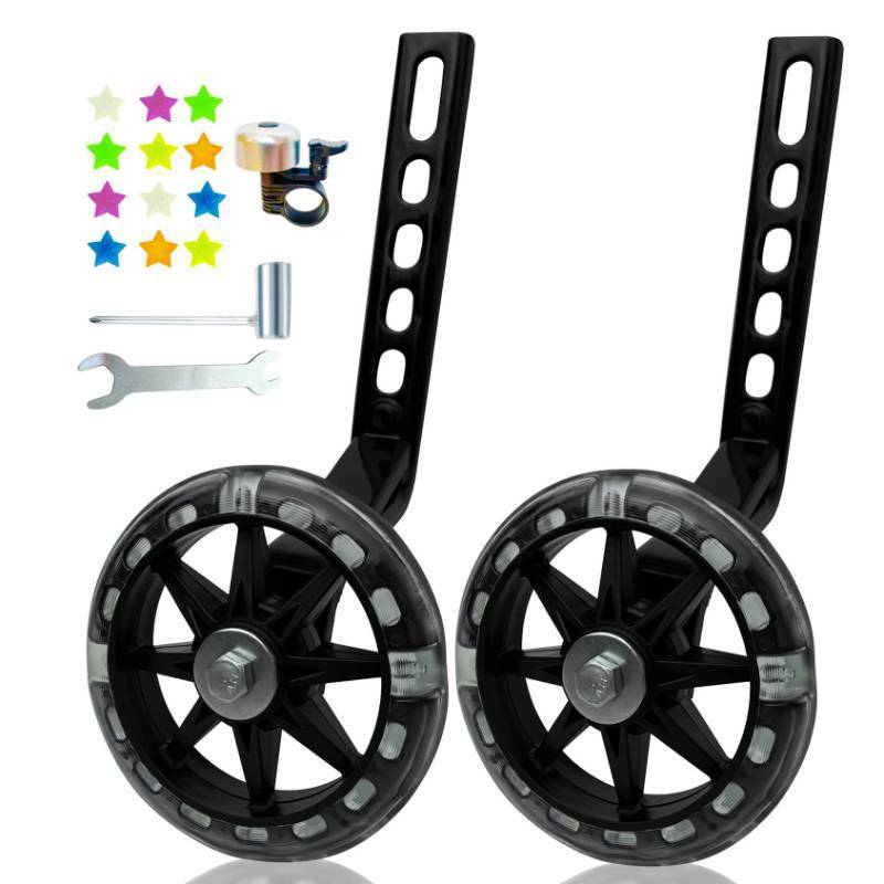 lot 30787 image: DDJKCZ Training Wheels for Kids Bicycle,Flash Mute Big Wheel Compatible for 12 14 16 18 20 inch Single Speed Bike (black)