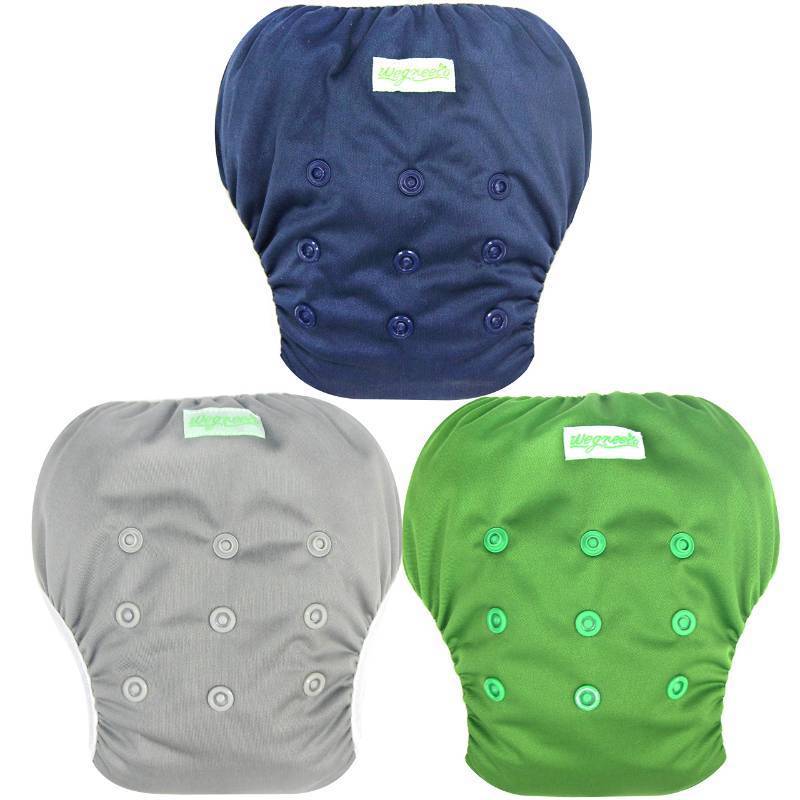 lot 31494 image: wegreeco Baby & Toddler Snap One Size Adjustable Reusable Baby Swim Diaper (Navy, Small, 3 Pack)