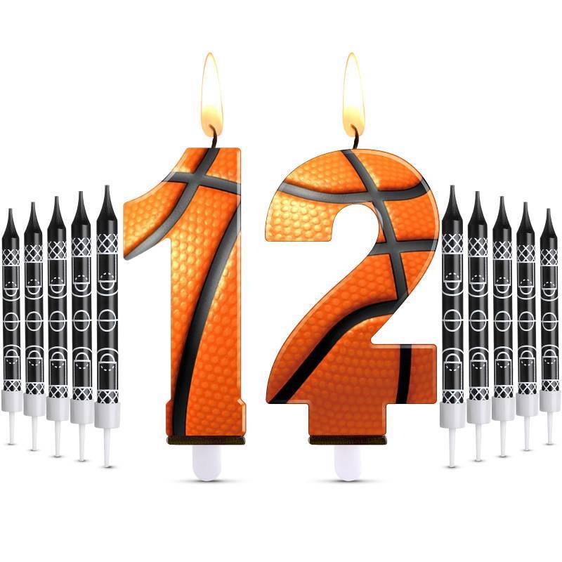 lot 31495 image: Photect 11 Pcs Basketball Birthday Candles Number 5-9 Candle Cake Topper Decor Basketball Themed Birthday Cake Decorations for Boys Girls Kids Party Supplies Decoration(Number 12)