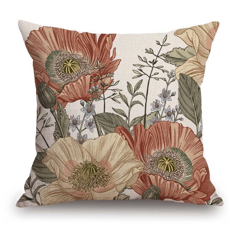 lot 31566 image: TSSOHU Vintage Flowers Pillow Cover Rustic Cotton Linen Decorative Square Throw Pillow Cover 18x18 Inch for Sofa Couch Decoration