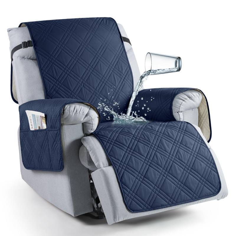 lot 32745 image: TAOCOCO 100% Waterproof Recliner Chair Cover, Non Slip Recliner Covers for Recliner Chair with Pocket, Washable Reclining Chair Cover Furniture Protector for Kids, Pets(23.6, Navy Blue)