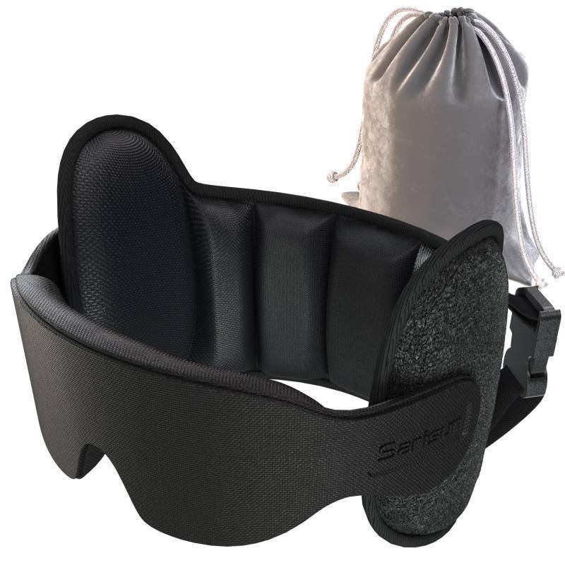 lot 41701 image: SARISUN Upgraded Travel Pillow, U-Shaped Airplane Head Strap for All Heights, 360° Support, 3D Sleep Mask, 100% Light Blocking, Long Flights Essentials Headrest, Stop Bobblehead, Black
