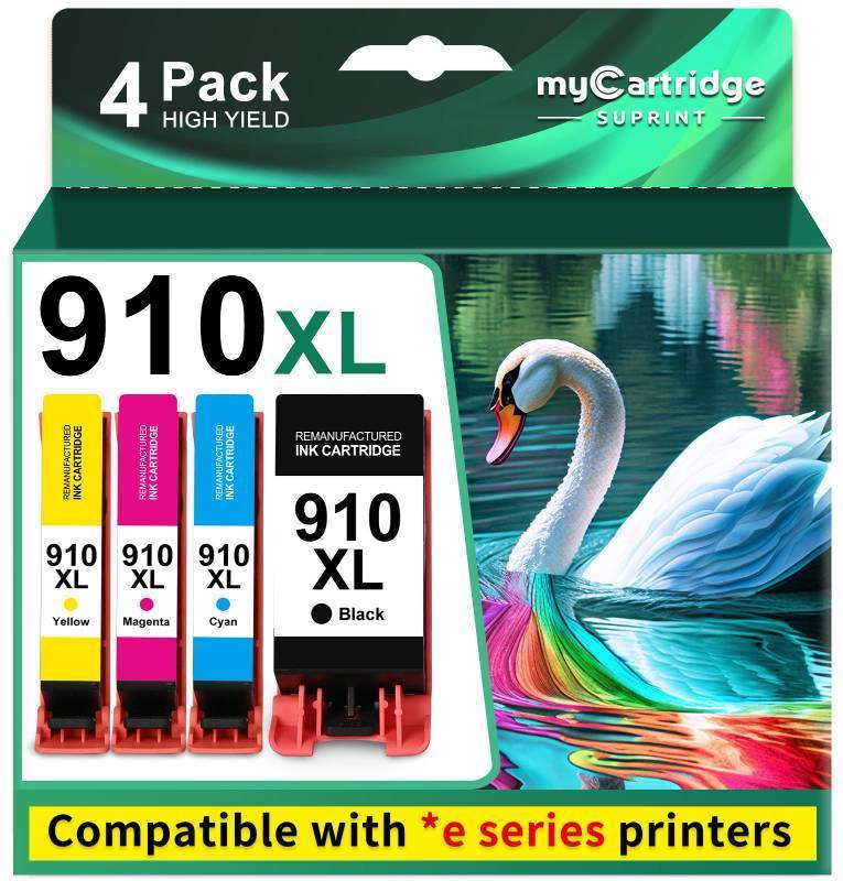 lot 41709 image: 910XL Ink Cartridges for HP Printers Replacement for HP 910 Ink HP 910XL Ink Cartridges Combo Pack for HP 910 Work with OfficeJet Pro 8015e 8025e 8020e 8015 8020 8028e 8035e 8010e Printer(4 Pack)