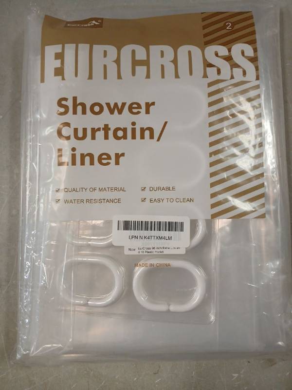 lot 50404 image: EurCross Shower CurtainLiner 96 - 16 White Plastic Hooks