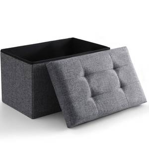 lot 3770 image: CUYOCA Storage Ottoman Cube Small Footrest Foldable Seat Foot Stools Square Tufted Ottoman Linen Dark Grey