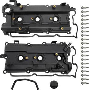 lot 27329 image: Engine Valve Cover Set with Bolts & Oil Cap & Gaskets & Spark Plug Tube Seals & PCV Valve Compatible with 2002-2007 Nissan Altima Maxima Murano Quest Infiniti I35 VQ35DE V6 3.5L Part# 264-984 265-985