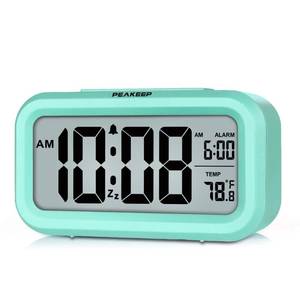 lot 27338 image: Peakeep Night Light Digital Alarm Clock Battery Operated with Indoor Temperature, Desk Small Clock (Mint)