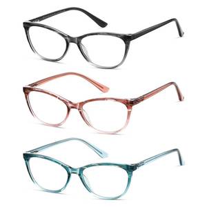 lot 27351 image: Kafirlo cat eye reading glasses women cateye anti blue light blocking cheaters high end coolest stylish computer cute designer fashion clear wide frame unbreakable ladies funky small pink bling 2.50