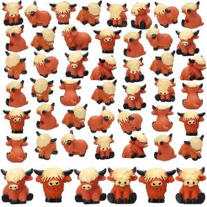 lot 27383 image: 50 Pcs Mini Highland Cow Rubber Figurine, Squeak and Floating Water Squirting, Glow in The Dark, Highland Cow Party Favors for Shower Birthday Gifts Party Gifts