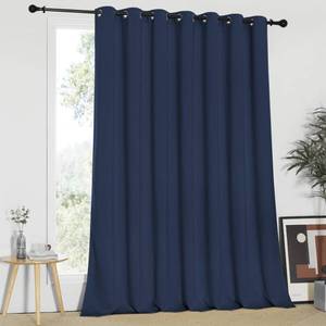 lot 27388 image: NICETOWN Blackout Wide Sliding Door Curtain - Insulated Noise Reduction Drapes, Privacy Vertical Blind for Living Room & Bedroom (Navy 1pc , W100 x L95 inches)