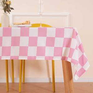 lot 27393 image: Ohocut Checkered Table Cloth Rectangle, Classic Pink Checkerboard Tablecloth for Picnic, Racing Party, Dinner Table Cover, Waterproof Washable Wrinkle Resistant 55x84