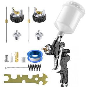 lot 27396 image: HVLP Air Spray Gun with 0.81.0 mm Nozzles, Mini Automotive Air Paint Sprayer Gun Kit, Car Paint Gun Sprayer, Paint Gun with 125cc Capacity Cup for Auto Paint, Primer, Varnish and Top Coat Black