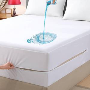 lot 27406 image: Twin Waterproof Zippered Mattress Encasement, Breathable, Noiseless, Machine-Washable Zipped Mattress Cover, Fitting 7 - 13 Deep Mattress