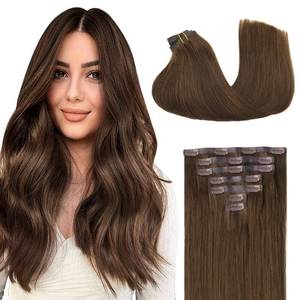 lot 27409 image: GOO GOO Clip in Hair Extensions Real Human Hair, Remy Human Hair Extensions Clip ins for Women, Natural Human Hair, 20inch 110g 7Pcs, 4A Chocolate Brown