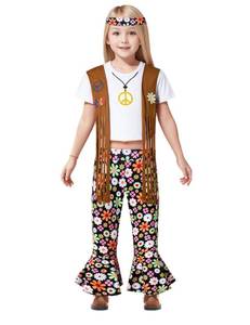 lot 33415 image: InBakjade Toddler Girls Hippie Costume Set for Girls 60s 70s Bell Bottoms Headbands Peace Sign Hippie Party Accessories for Halloween Cosplay Party(3T)