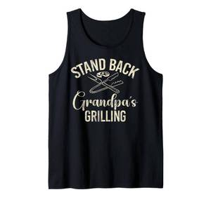 lot 33416 image: Stand Back Grandpa Grilling Grandpa Tank Top Gray Small