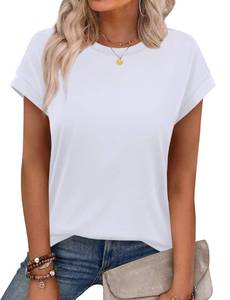 lot 33417 image: Alaroo White Shirt Womens Tee Shirts Summer Casual Polyester Plain Travel Outfits XL