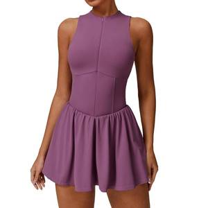 lot 33418 image: Womens Tennis Dress with Built-in Shorts - Stretchy Breathable Workout Dress,for Gym, Running, Yoga, Golf,Fitness Athletic Activewear Purple Small