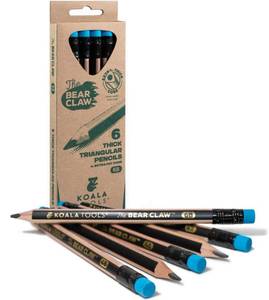 lot 33421 image: KOALA TOOLS  Bear Claw Pencils 1-Pack (6 Pencils) - Fat, Thick, Triangular Grip, Extra-Dark 6B Graphite Core with Eraser - Suitable for Kids, Art, Drawing, Drafting, Sketching & Shading